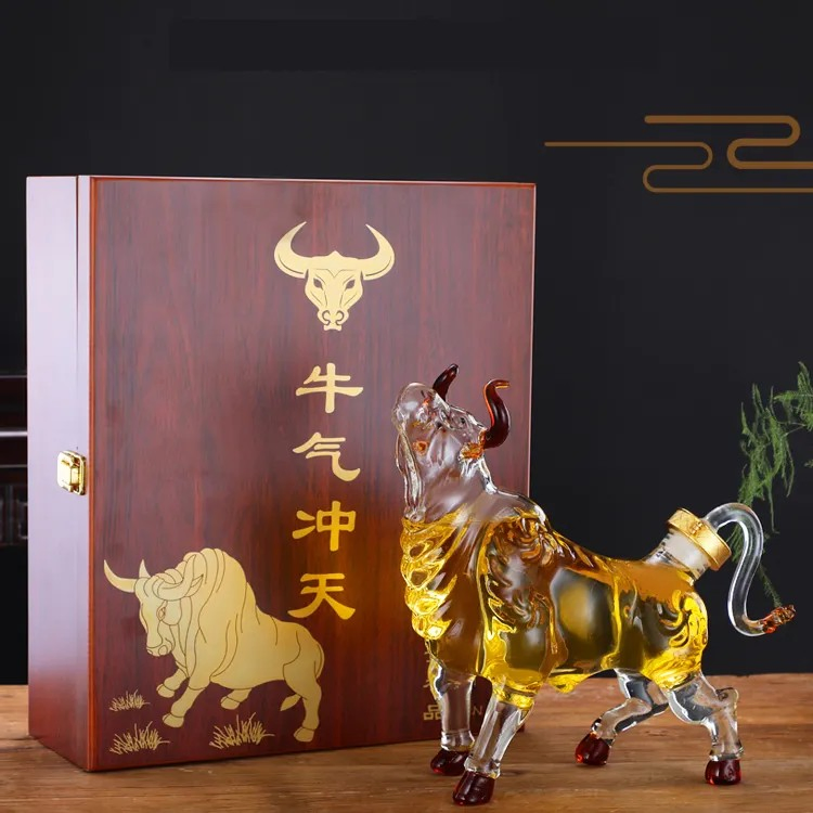 Thickened Glass Bubble Wine Bottle Creative Cow Shape White Red Wine Decanter