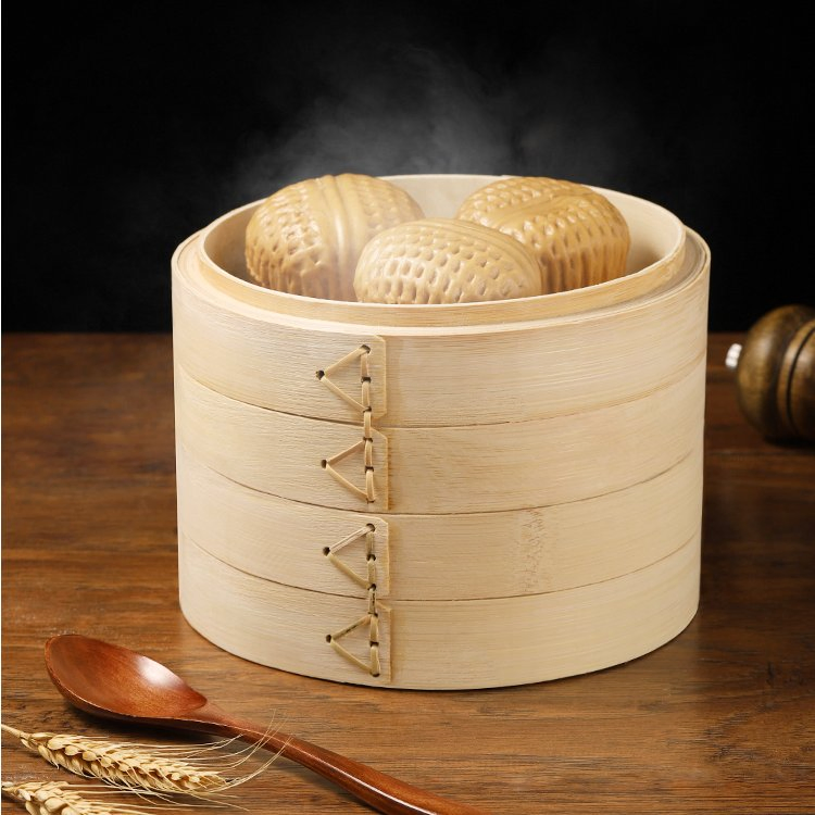 Food Steamers Bamboo Kitchen Dim Sum Steamer Basket Natural