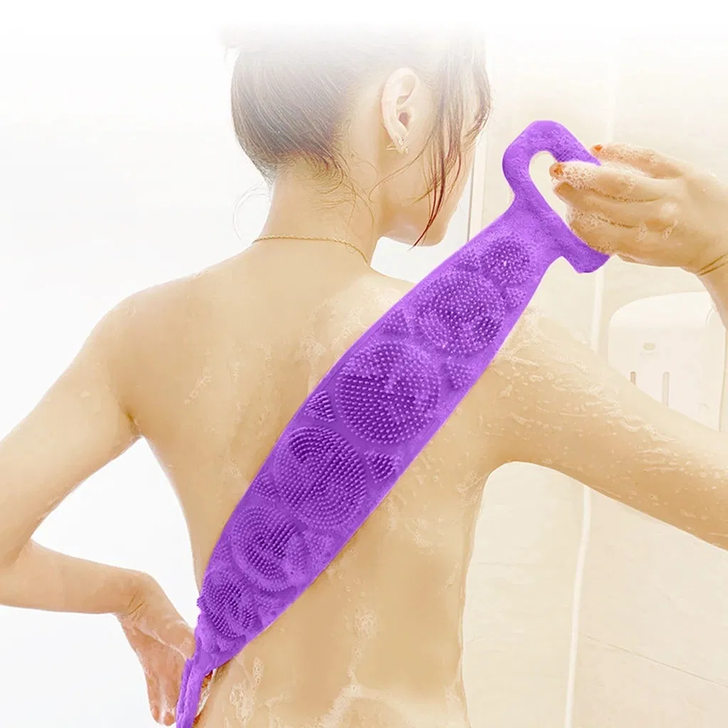 Custom Silica Gel Bath Brushes Sponges Wholesale Soft Exfoliating Long Silicone Back Bath Body Brush