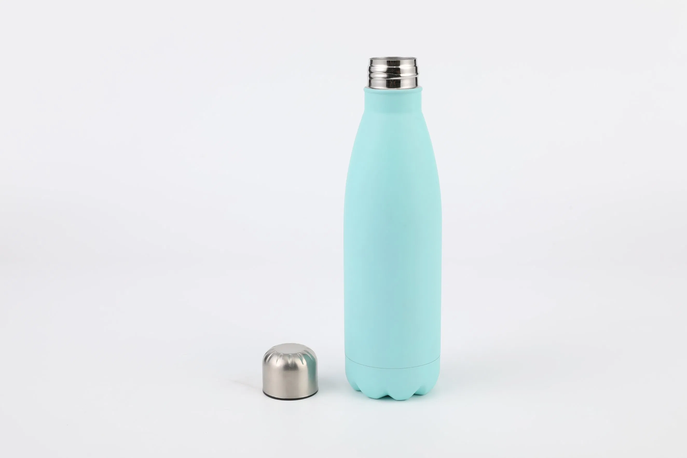 Grinkwell 500ml Double Wall Vacuum Insulated Light Green Metal School Stainless Steel Insulated Water Bottles