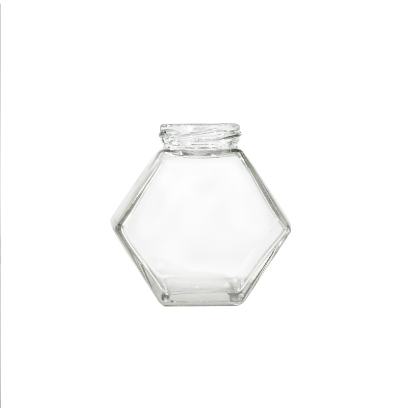 Hot Sale Hexagon Honey Glass Jar with Lid