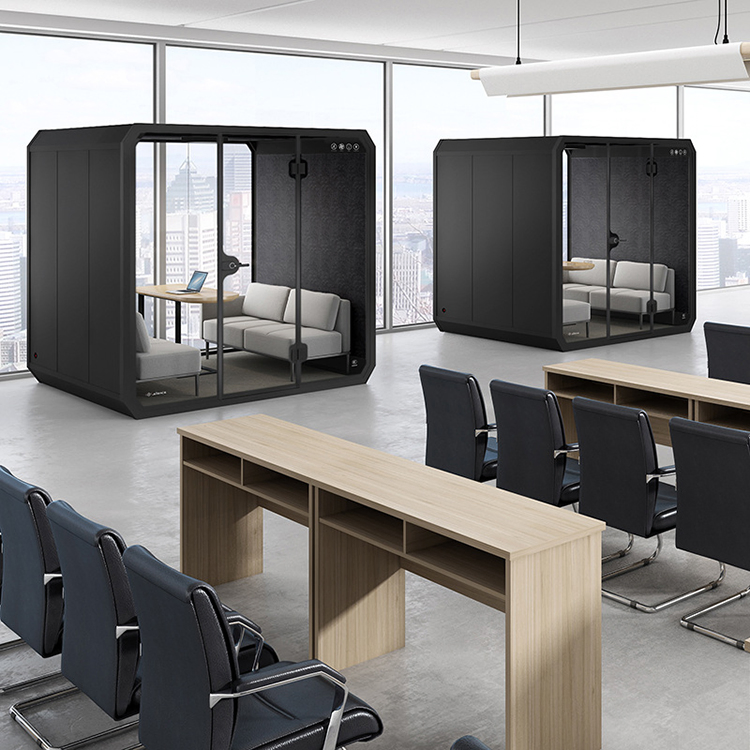 Office Meeting Pod Soundproof Telephone Booth Pods Acoustical Hollow Glass Sound Office Soundproof Cabin
