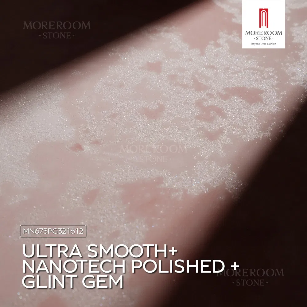 3200X1600mm Pink Glint Gemstone Furniture Slabs Polished Sintered Onyx Slab for High End Projects