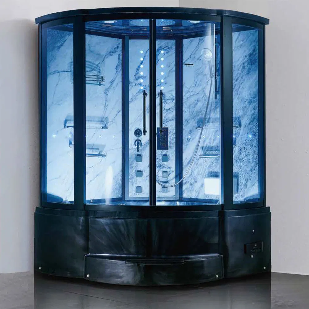 Deluxe Style Coffee Acrylic Whirlpool Computerized Steam Shower Massage Bathrooms Shower Steam Cabin