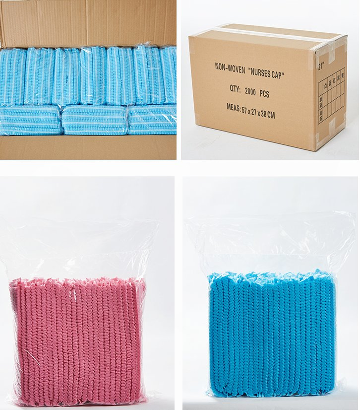 High Quality PP Non-Woven Disposable Medical Bouffant Cap with White, Blue, Green, Pink, Purple Colour