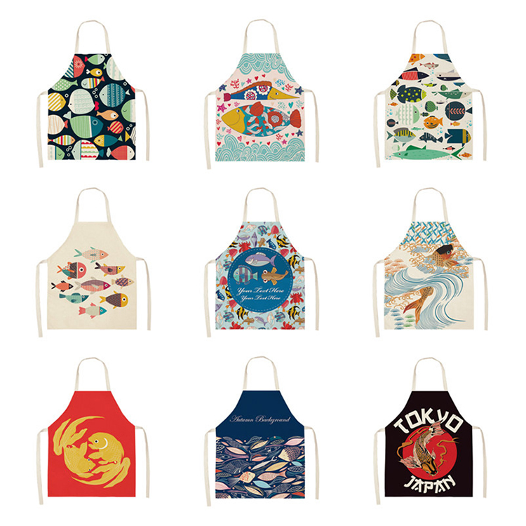 Personalized Printed Kitchen Cotton Drill Linen Artist Garden Custom Painting Apron Logo