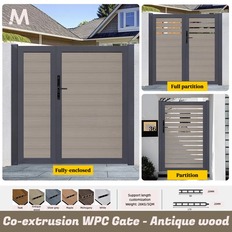 Household Entry Door Waterproof Fade Resistant Fence Gate Low Maintenance WPC Panel