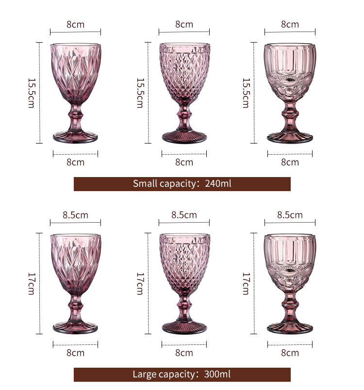 Modern Champagne Wine Flute Glasses Embossed Colored Glass Drinkware for Wedding Party