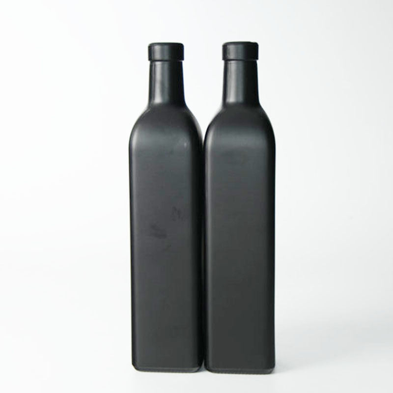 Fast Delivery 250ml 500ml 750ml 100ml Matte Black Glass Olive Oil Bottles with Metal Lid