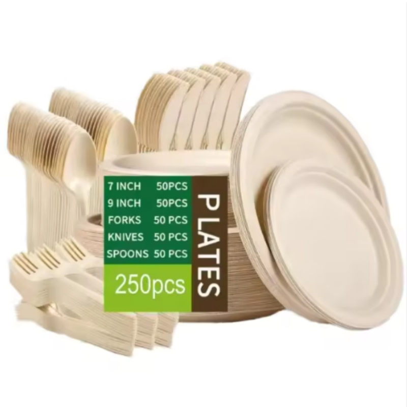 2026 High Quality Round Disposable Paper Recyclable Tableware Salad Plate