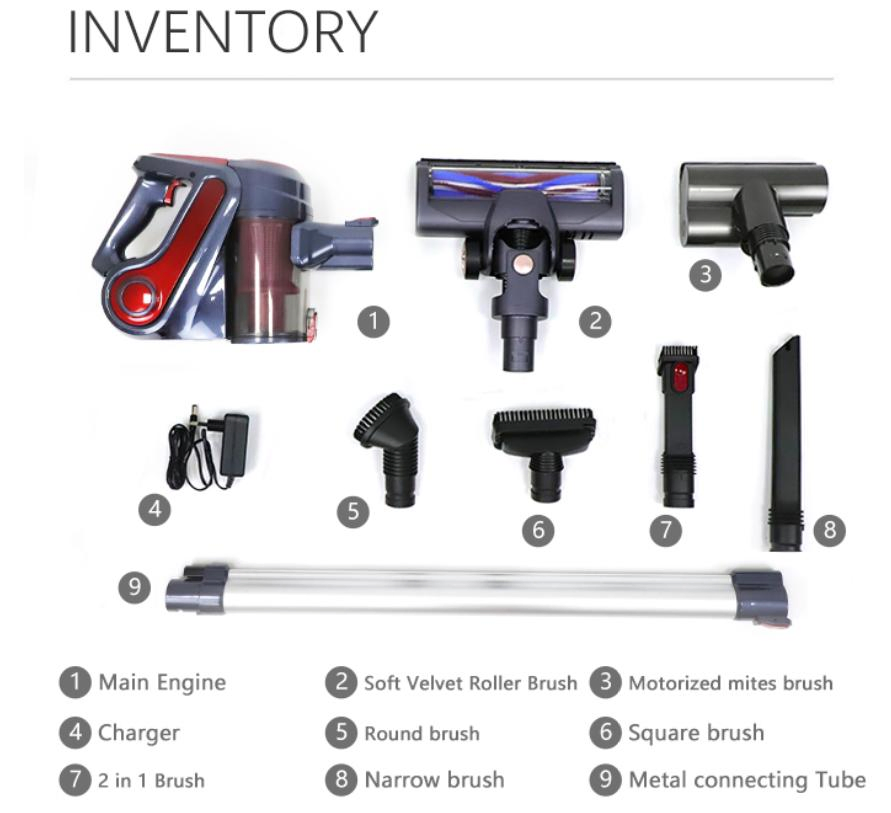 130W Brush Motor Portable Stick Wireless Vacuum Cleaner