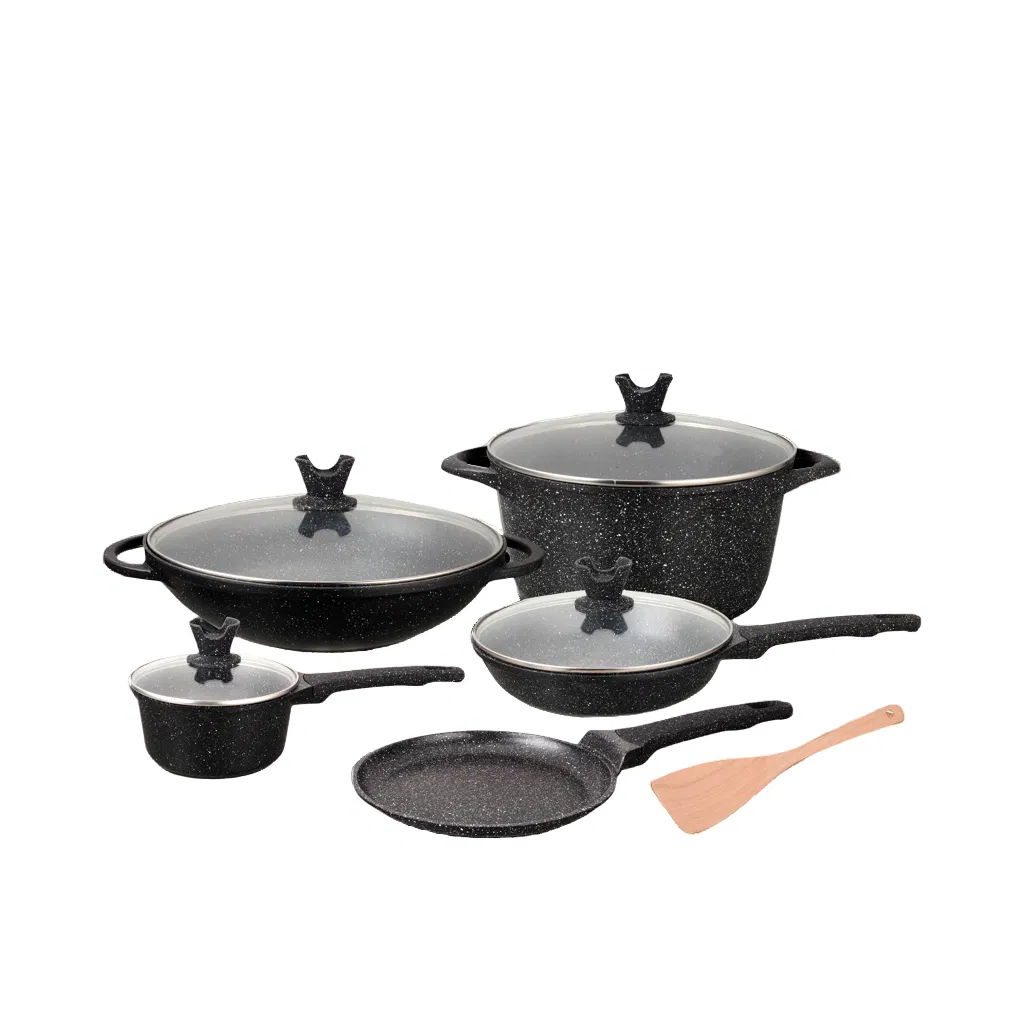 5-Pieces Black Kitchen Appliance Saucepan Stockpot Aluminum Cookware Set