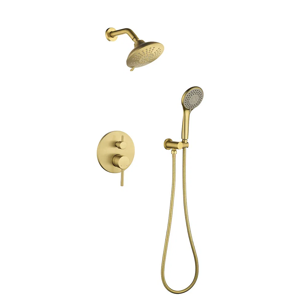 Kaiping Factory Brushed Gold Brass Concealed Shower Set Shower Mixer Set 2 Functions Shower Set