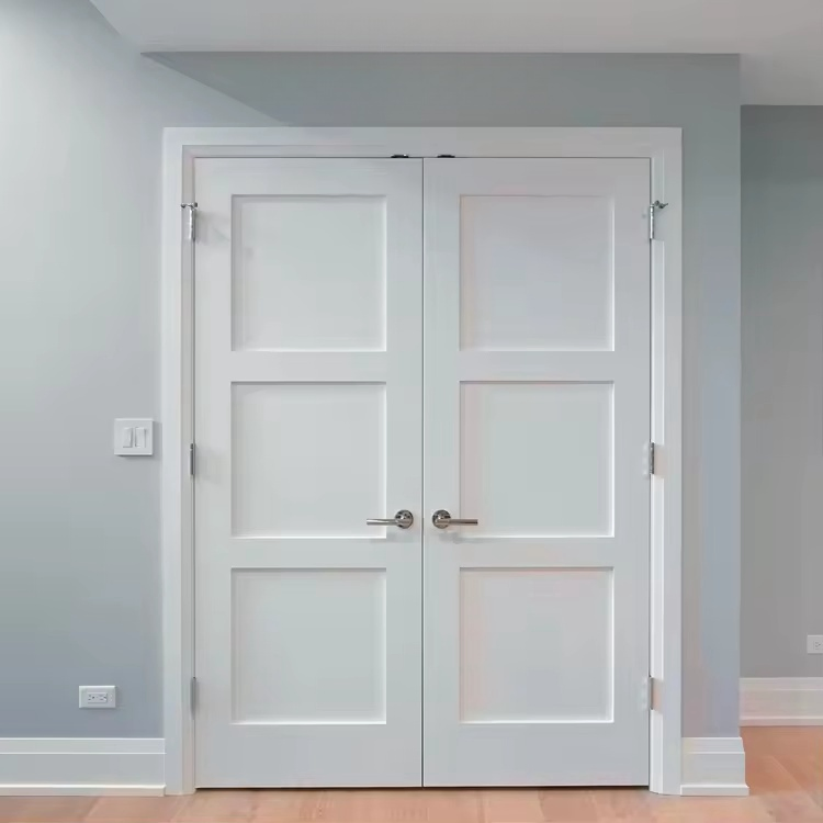 American White Lacquer Painting Shaker Solid Wood Doors Interior Wooden Door