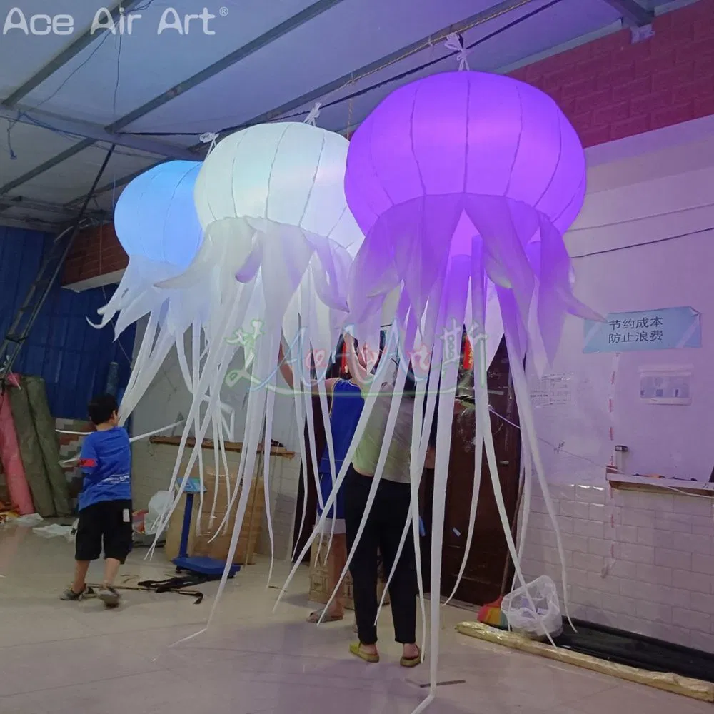 3mh Vivid Inflatable Ceiling Jellyfish LED Lighted Inflatable Wedding Jellyfish Balloons for Party