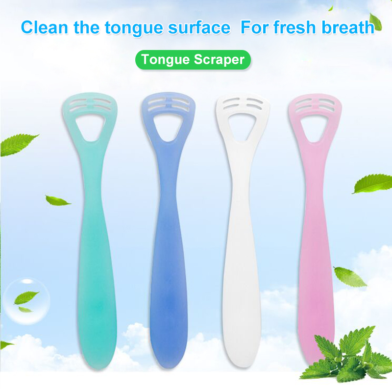 Food Grade Soft Rubber Tongue Scraper Brush Cleaner with Foldable Gentle Handle