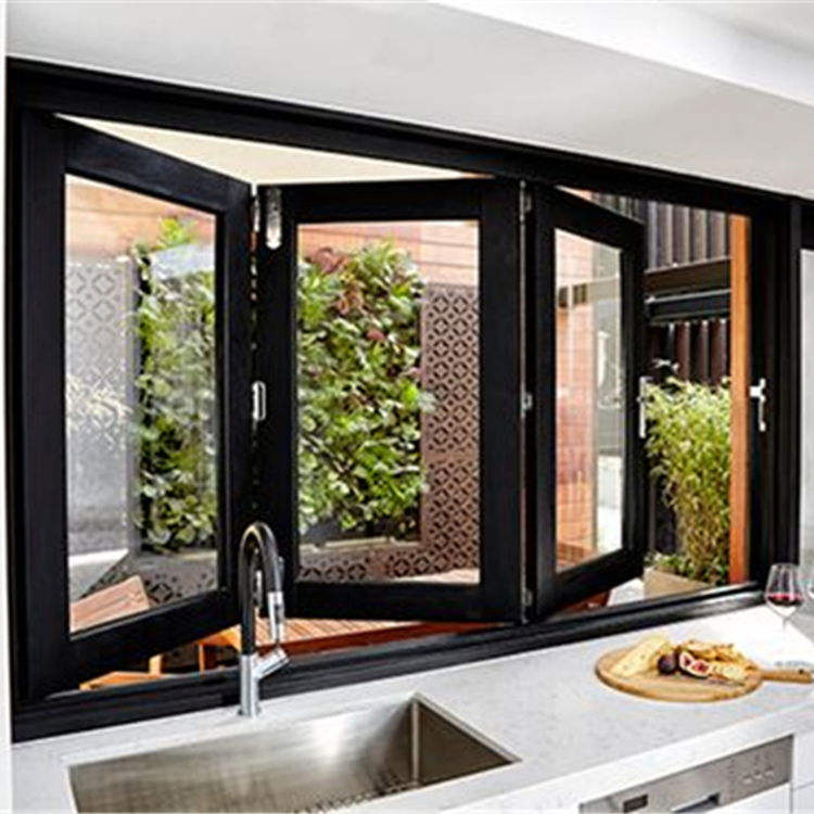 Thermal Break Aluminum Bi Folding Window Soundproof Accordion Sliding Glass Windows and Doors