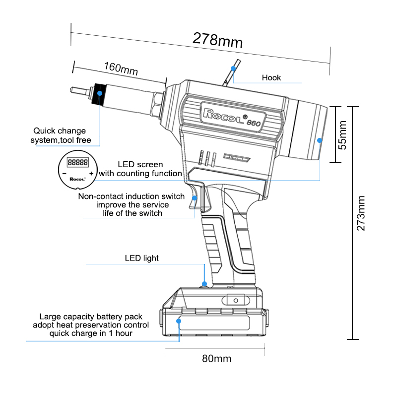 Hot Sale Lithium Light Weight Model Handheld Battery Rivet Nut Tool