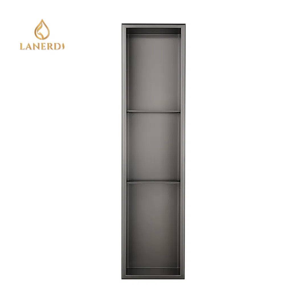 Встраиваемая ниша для душа из нержавеющей стали, 3 полки, черная