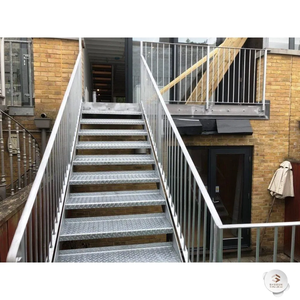 Exterior Prefabricated Iron Stairs Handrail Outdoor Metal Steel Stair Tread Staircase
