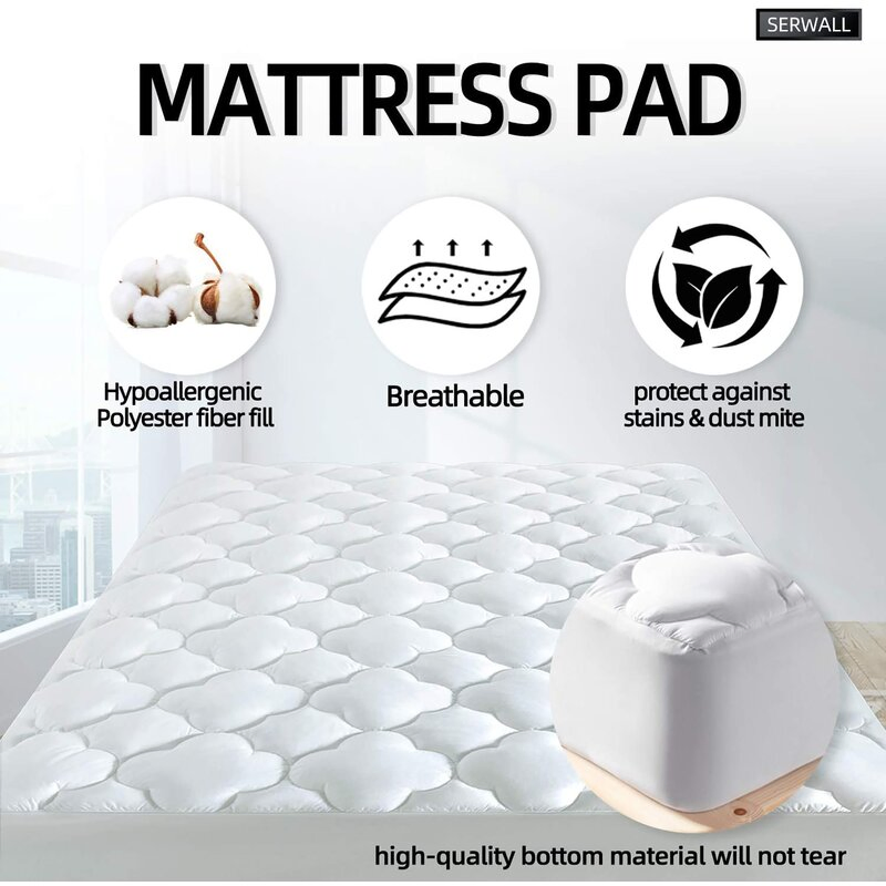 Square Quilted White Waterproof Mattress Protector
