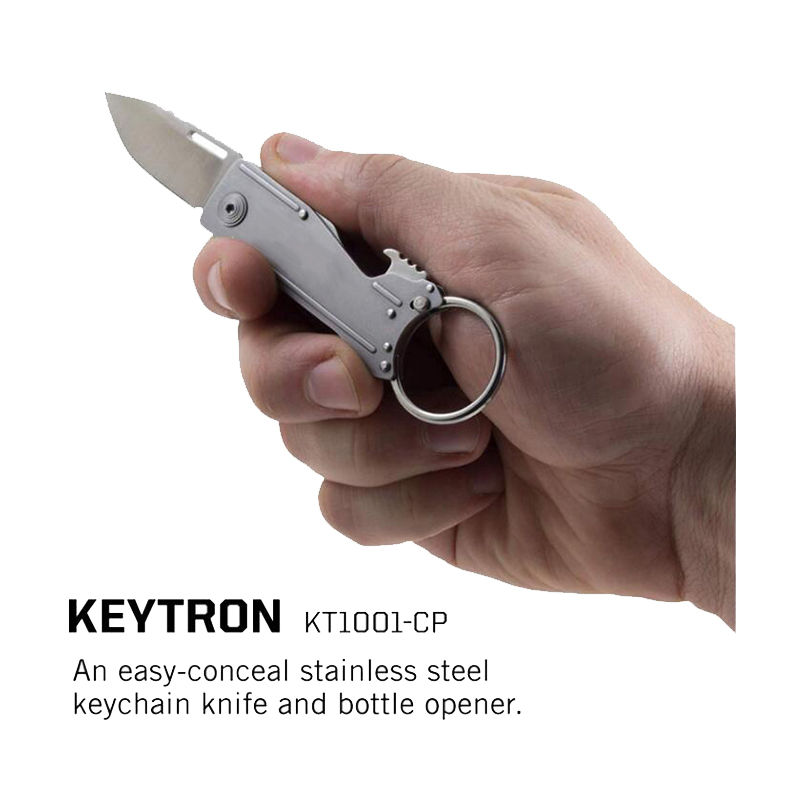 Pocket Knife with Bottle Opener Keychain Ring - Keytron EDC Keychain Knife with 1.8 Inch Folding Knife