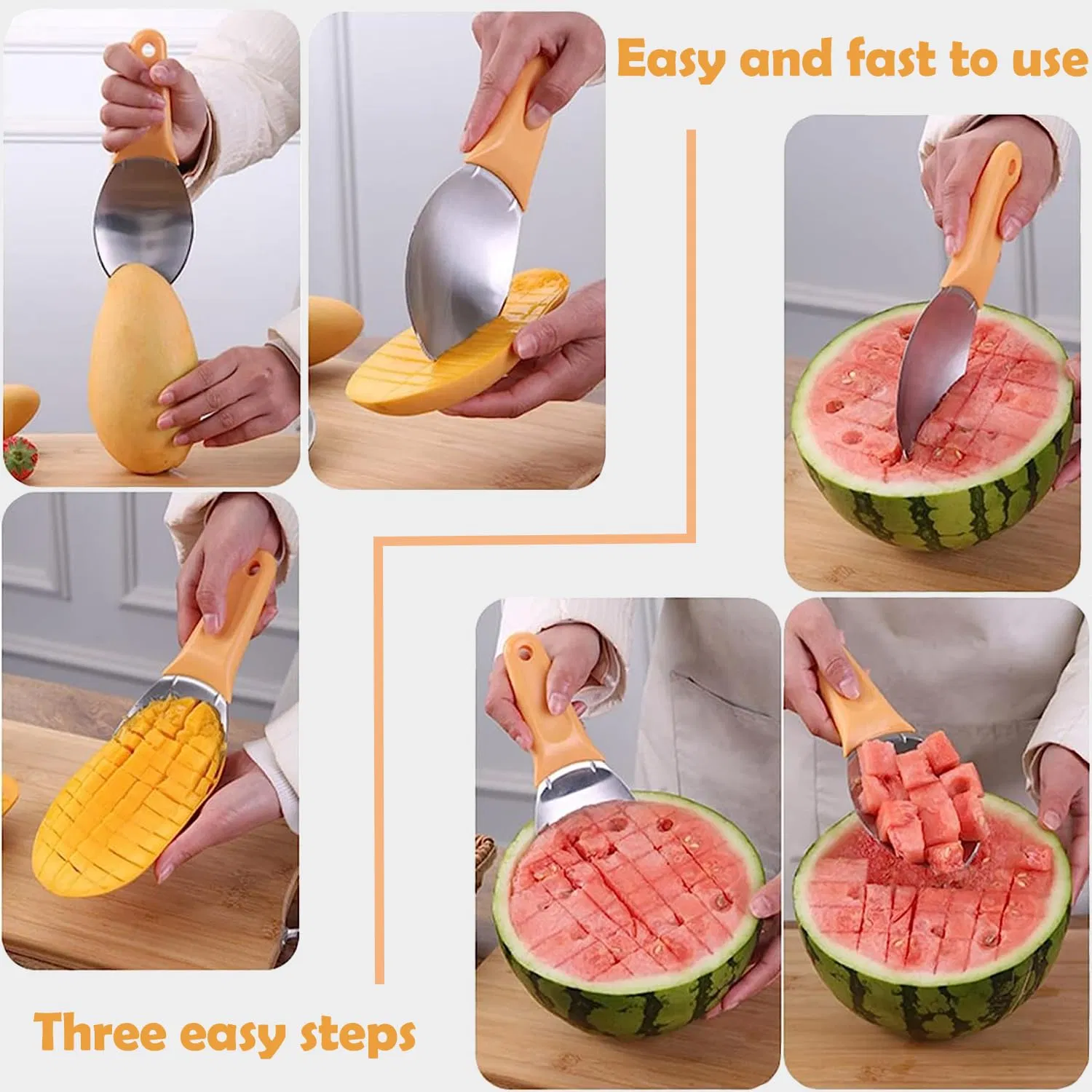 Non-Slip Mango Slicer Pitter Watermelon Cutter Slicer Fruit Slicers Cutter