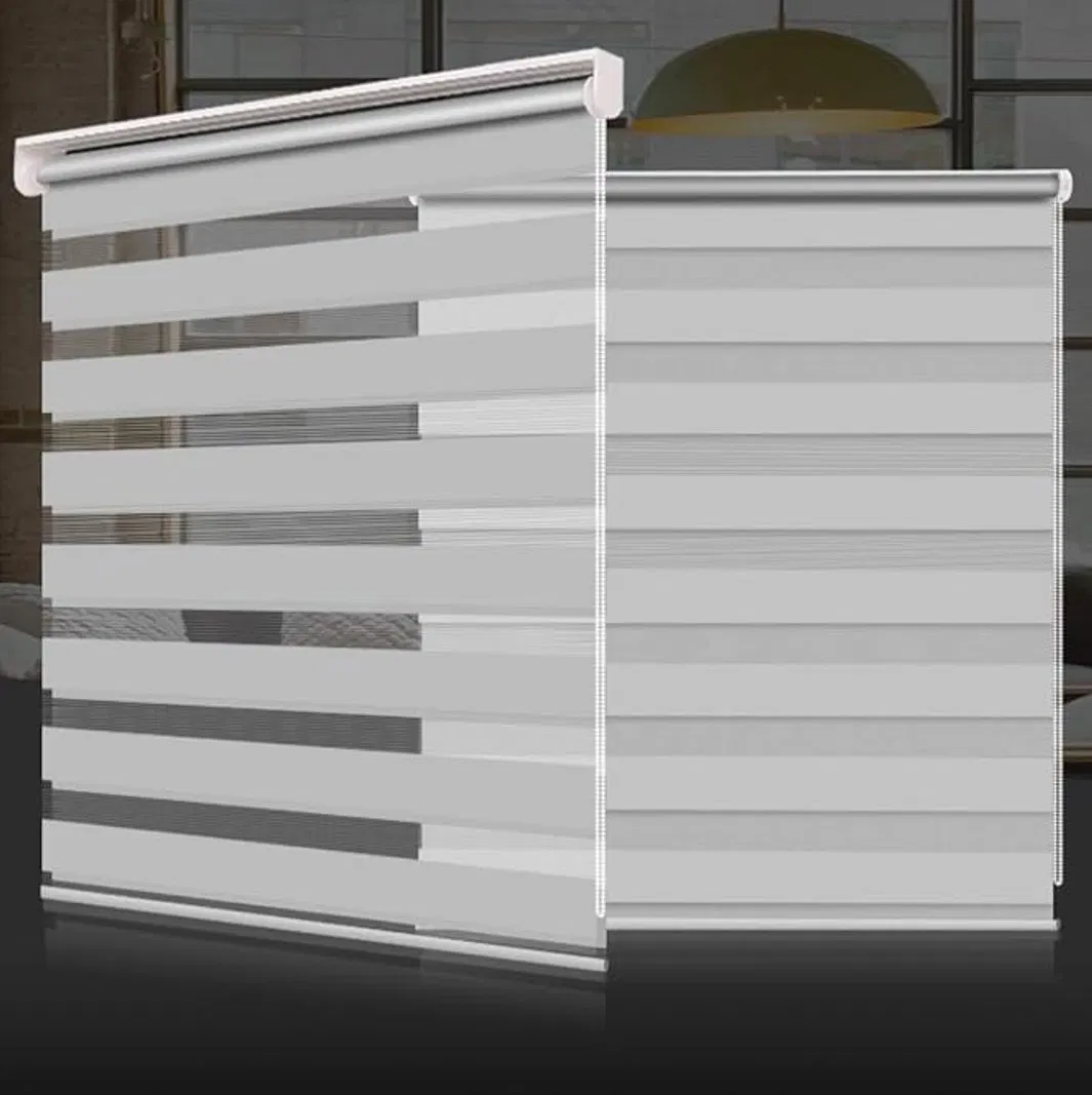 Easy-Install Double Roller Blinds for Living Room & Office - Zebra Shades with Light Filtering & Privacy