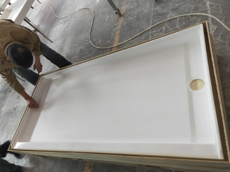 72"X34" Popular Non-Slip Shower Pan Free Standing Bathroom White Cultured Marble Shower Pan Shower Base