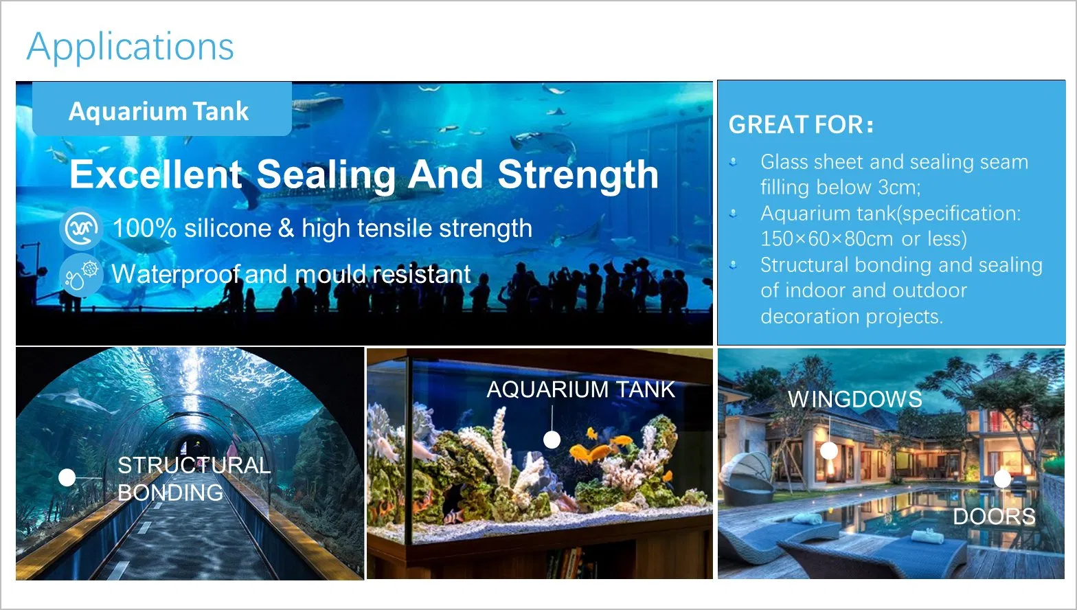 Best Price Strong Bearing Capacity Transparent Aquarium Silicone Sealant