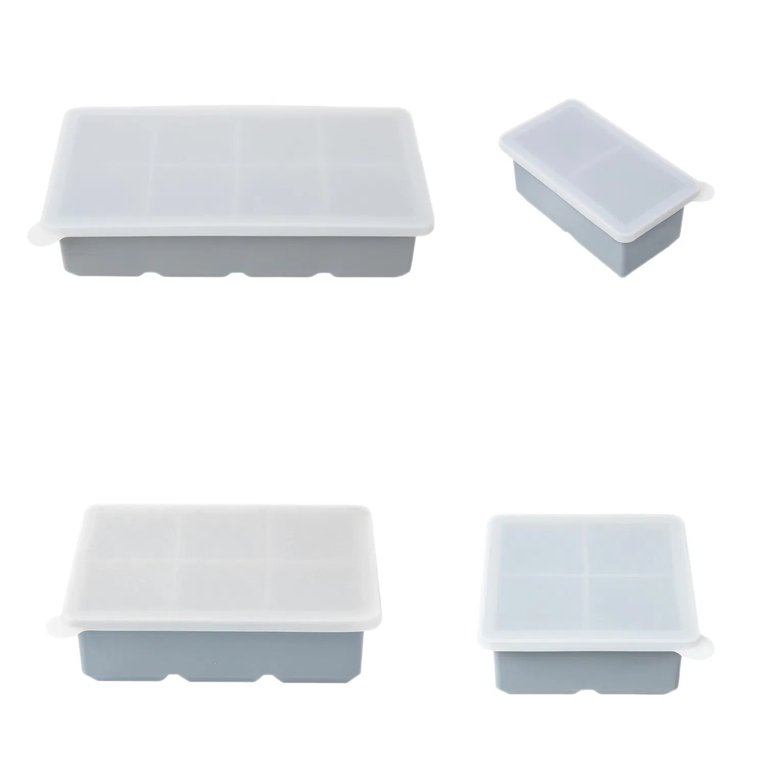 Large Capacity Ice Silicone Mold Different Cells Cube Tray with Lid Cover