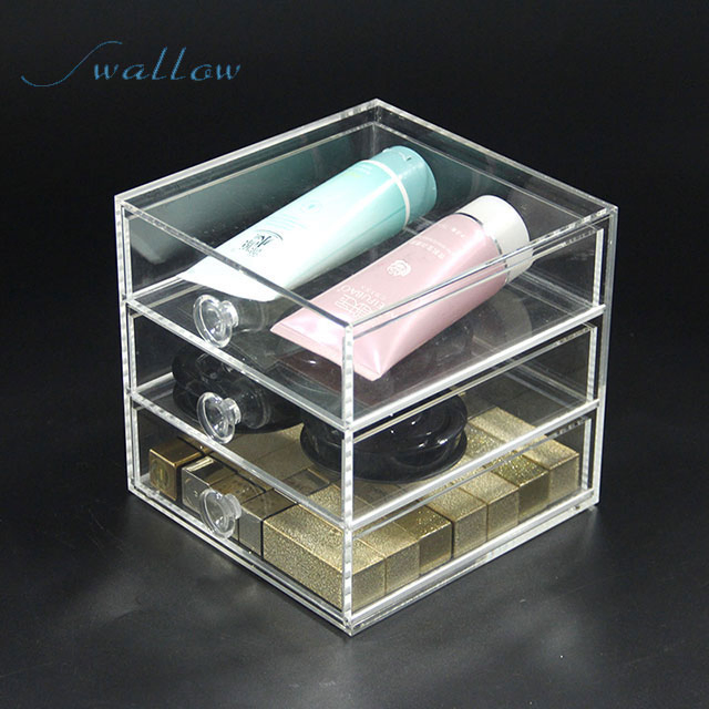 Acrylic Make up Organizer 3 Drawers Storage Box Clear Plastic Cosmetic Storage Box Organizers