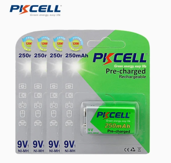 Pkcell Brand NiMH Rechargeable Battery 9V 250mAh 9 Volt Battery Price