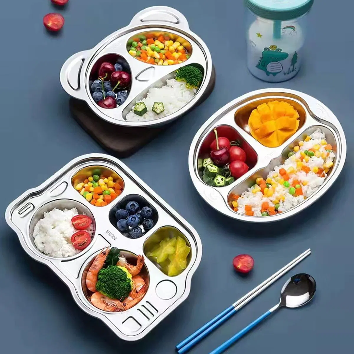 High Temperature Resistant Oval Stainless Steel Food Tray for Dinner Serving