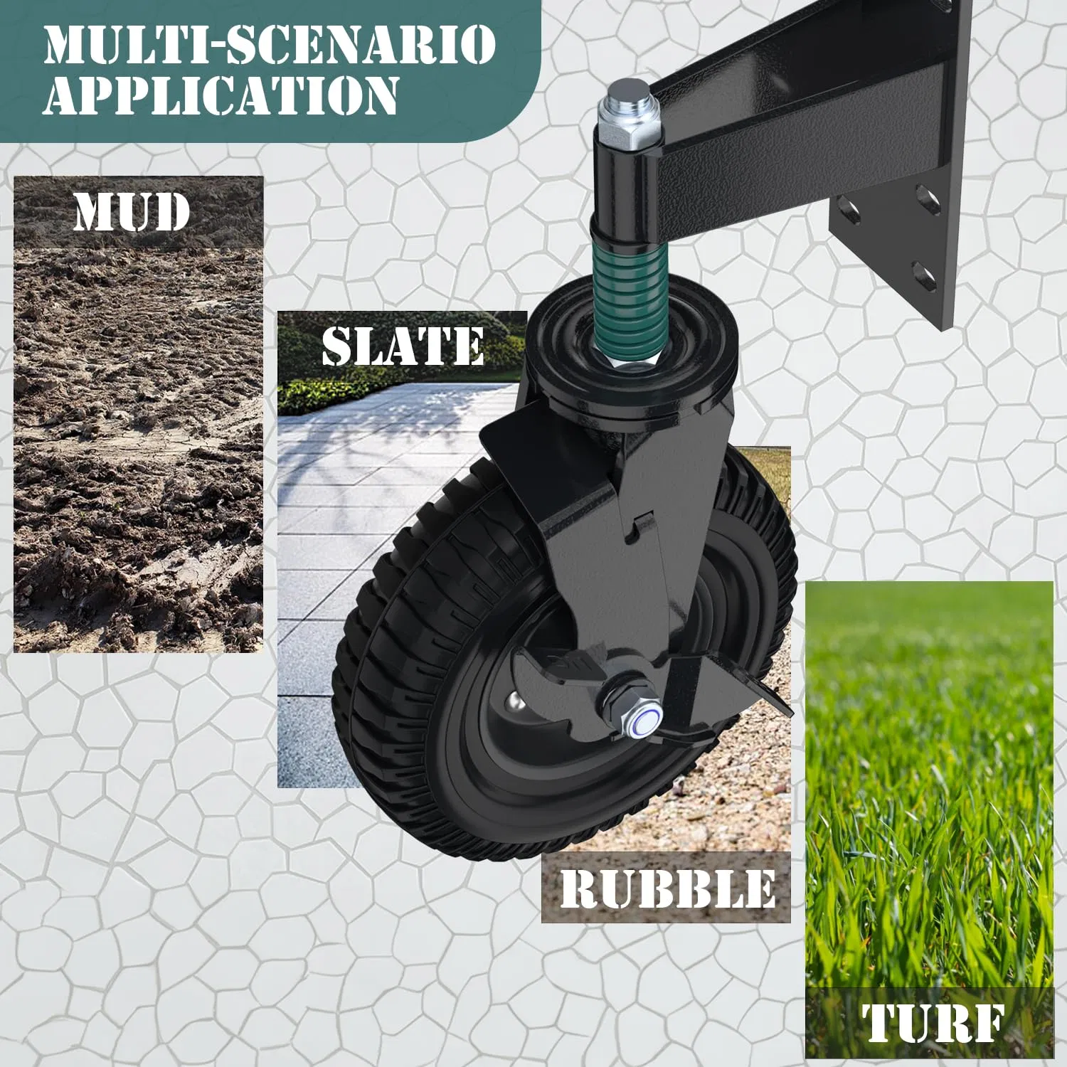 8 Inch Door Wheel with Brake for Tube and Wood Gates