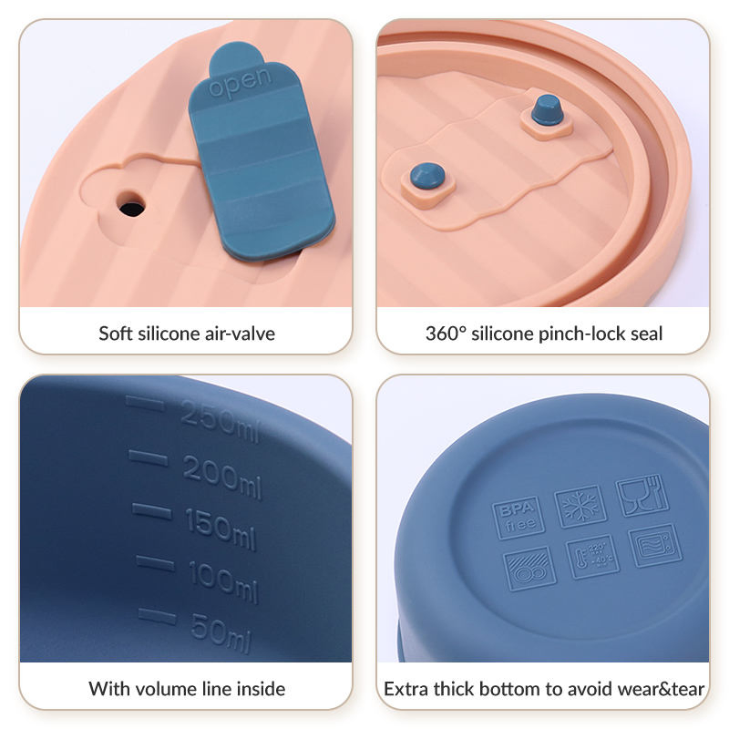 BPA Free Unbreakable Non-Toxic Leakproof Multi-Use Silicon Slice Lunch Fruits Pizza Dough Proofing Box Food Grade Silicone Storage Container Soup Bowls with Lid