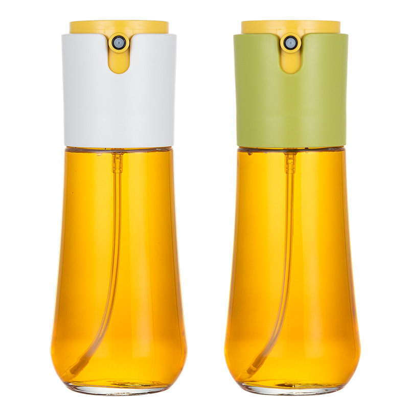 Custom Logo Oil Mister 300ml Glass Cooking Oil Sprayer Bottle Kitchen 2 in 1 Olive Oil Dispenser with Plastic Pump Spray Nozzle