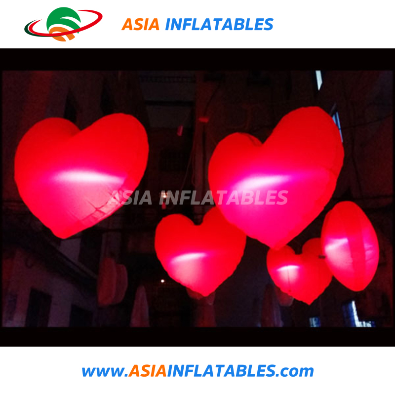 Advertising Giant Inflatable Valentine Decoration Lighting Heart
