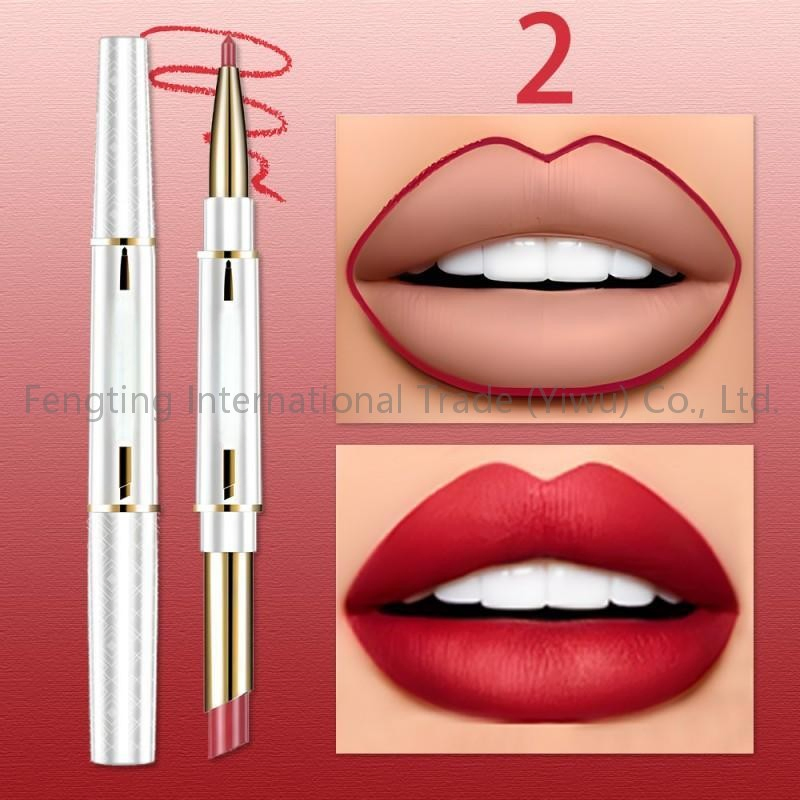 Custom 2 in 1 Lipstick Lip Liner Long Lasting Waterproof Matte for Women Korean Cosmetics Beauty Make up Fade Resistant Double-Head Lip Liner