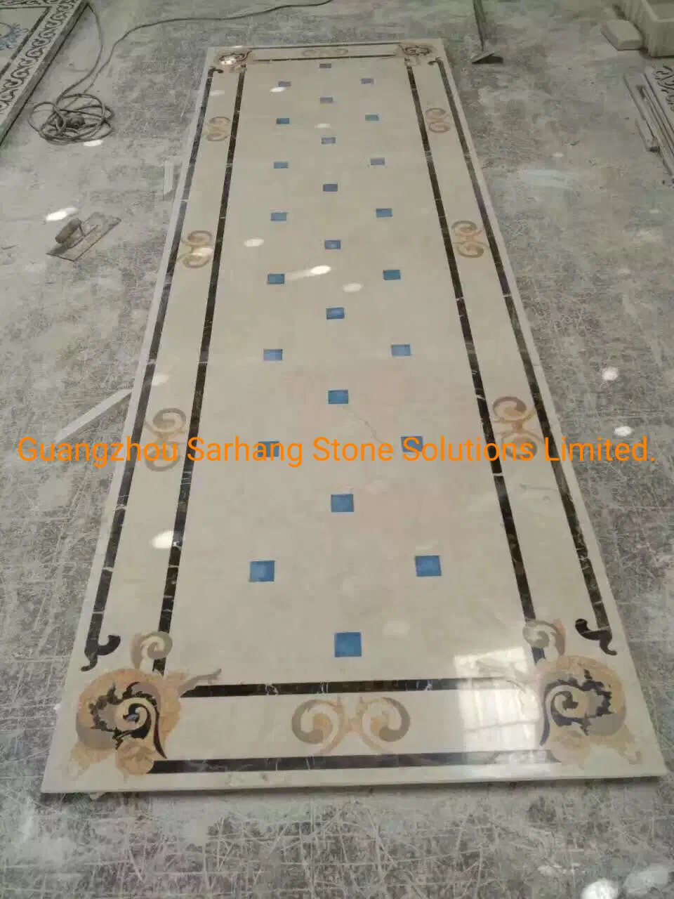 Rectangle Shape Simple Design Marble Inlay/Medallion Floor Tiles for Corridor/Hallway in Home/Villa/Hotel