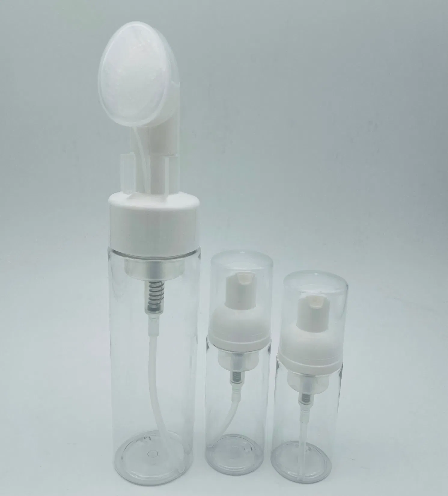 Hot Sales 200ml Foaming with Brush Pet Transparent Bottle for Personal Care