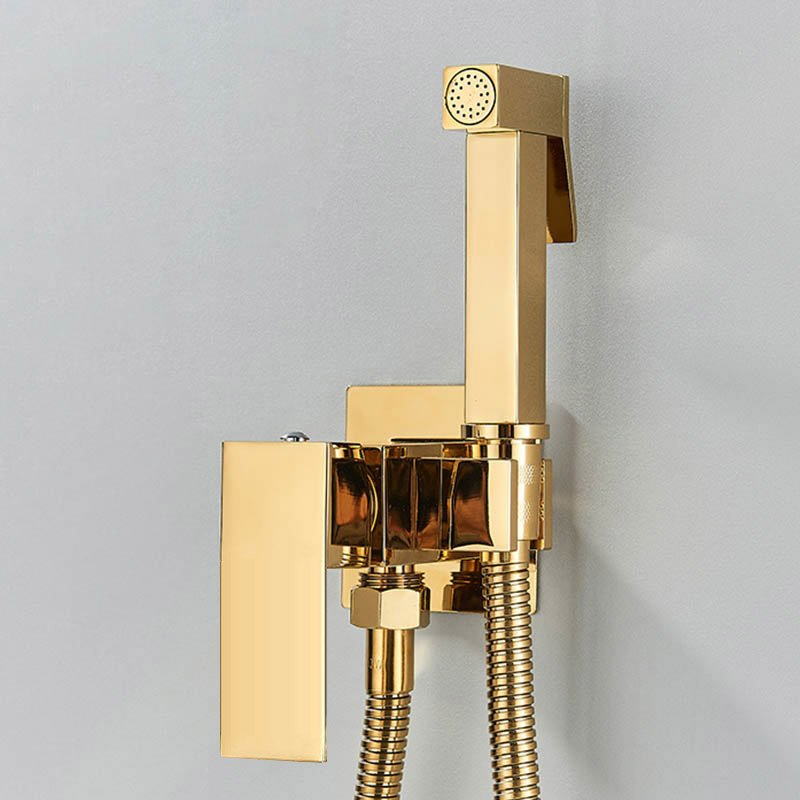 Toilet Brass Bidet Ablution Faucet Golden Shattaf Set Concealed Hot and Cold Handheld Toliet Water Spray Bidet Gold