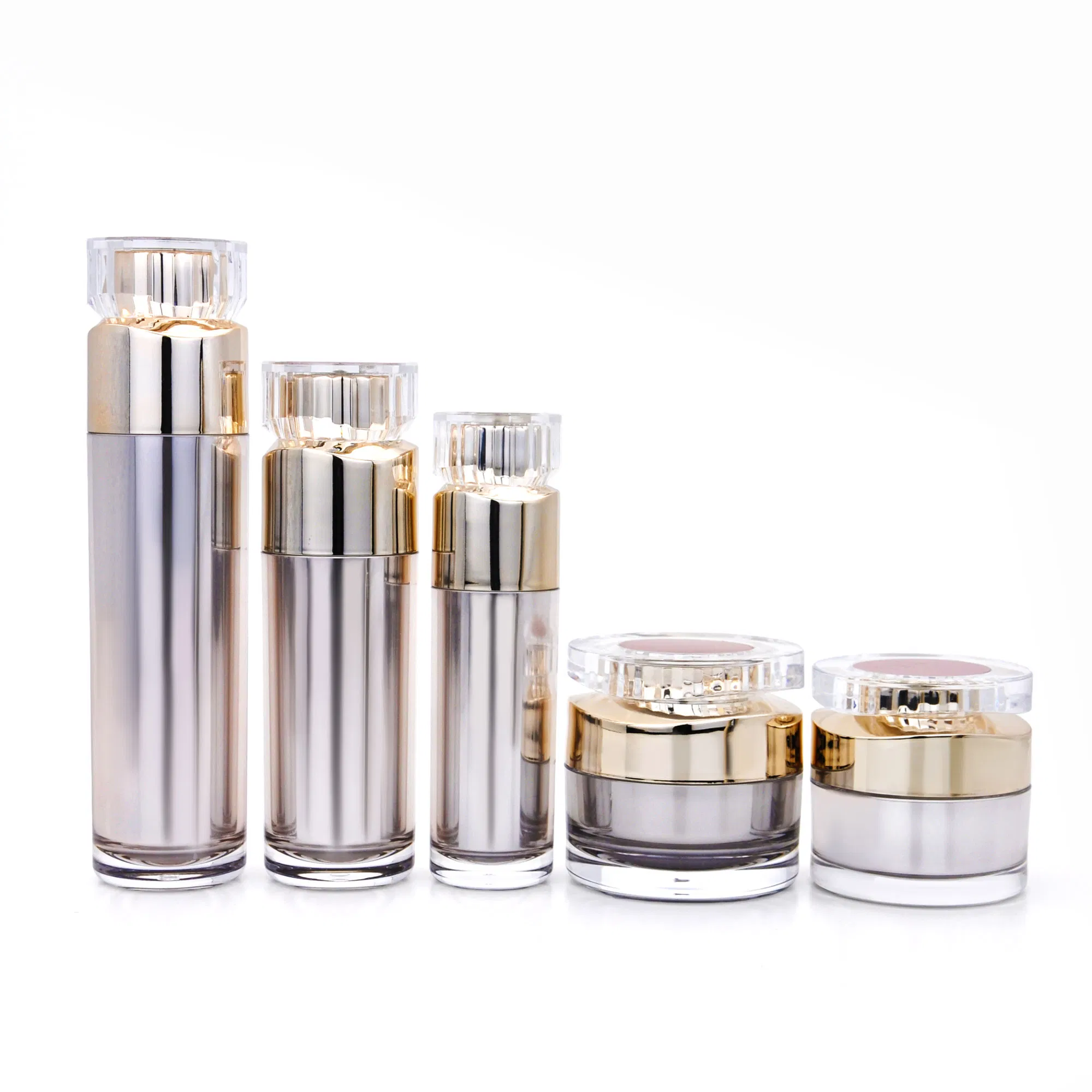Acrylic Cosmetic Packaging Lotion Bottle Acrylic Bottles Jars Gold Cosmetic Personal Care Packaging Round