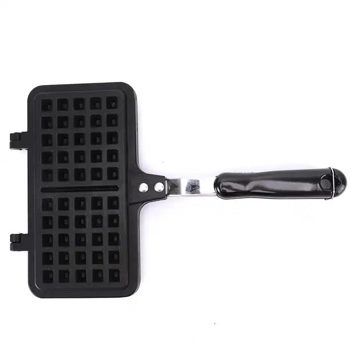 Household Portable Waffles Maker Non-Stick Rugged Black Double-Head Waffle Maker Mould and Fry Pan
