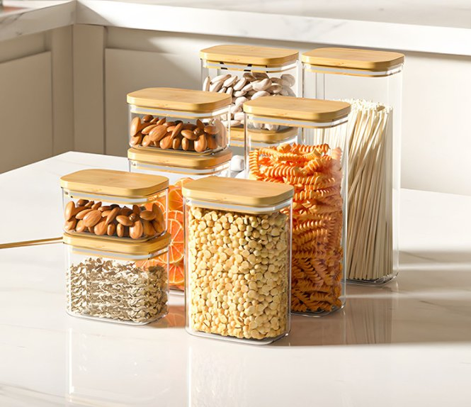 Borosilicate Glass Storage Jar Rectangular Shape