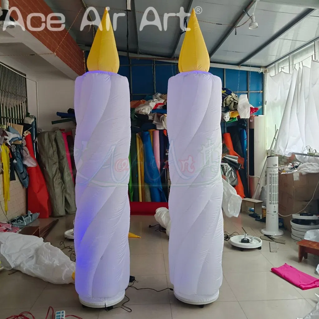 Giant LED Inflatable White Candle Christmas Decoration with Air Blower for Outdoor Events and Advertising