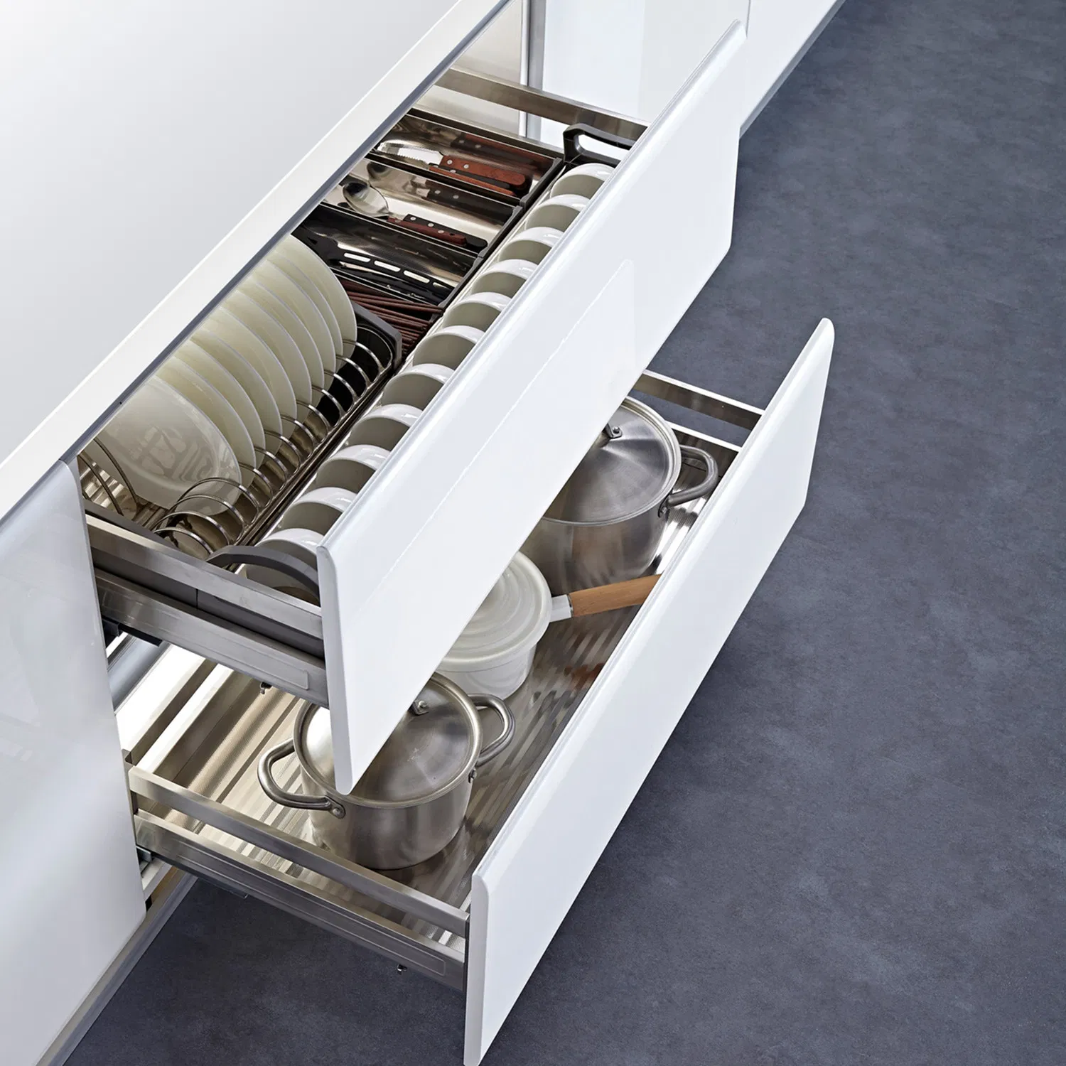 Kitchen Storage and Base Cabinet Good Quality Stainless Steel Soft Closing 3 Side Stove Drawer Basket (H1KGS008G)
