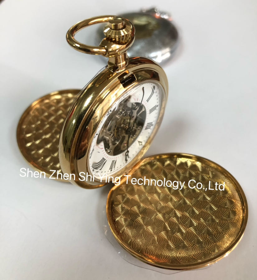 Men Retro Vintage Fashion Skeleton Mechanical Pocket Watch with Chain