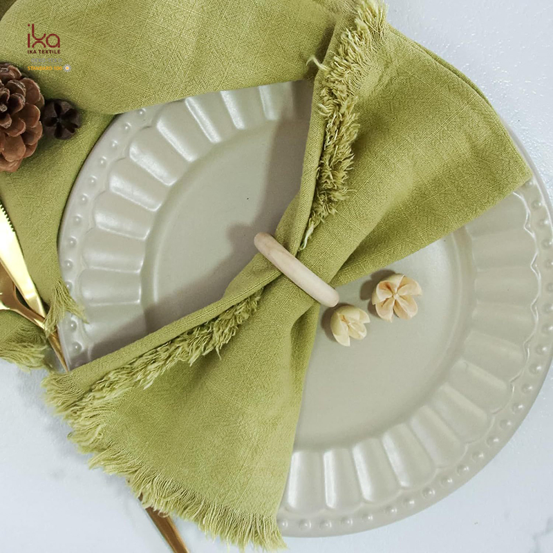Decorative Party Wedding Personalized Custom Logo Natural Woven Eco Friendly White Cloth Napkins with Embroidery