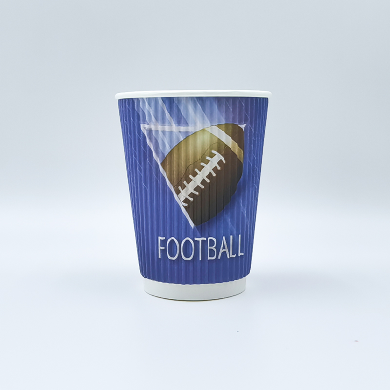 Бумажный стакан 12oz с рифлеными стенками, с крышкой